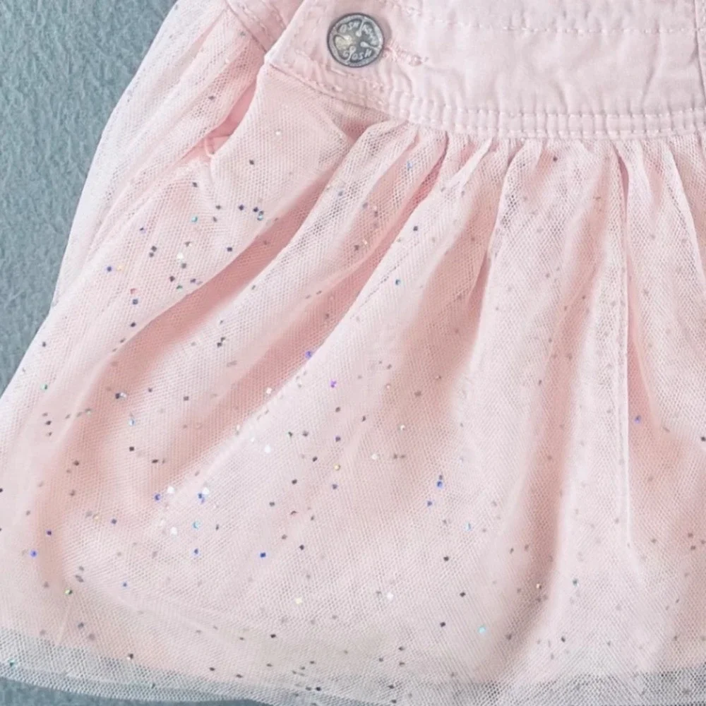 OshKosh Kids Girl Overall Dress Pink Cotton Tulle Bunny 18M Whimsical Sparkle